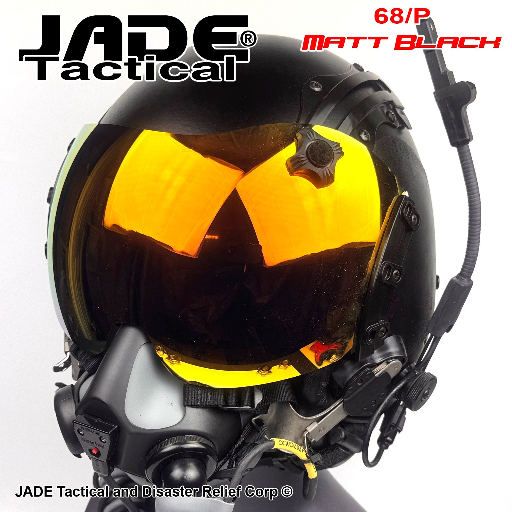 GENTEX HGU 68/P Matte Black Ops Jet Pilot Flight Helmet | Jade