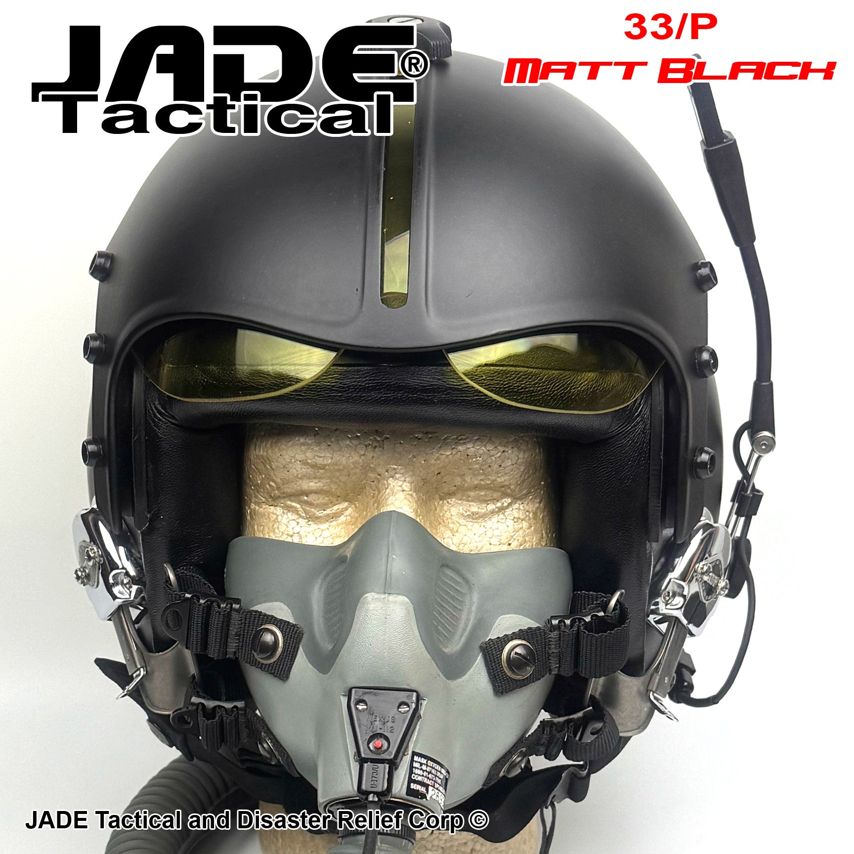 GENTEX HGU 33/P Matte Black USA Jet Pilot Flight Helmet | Jade