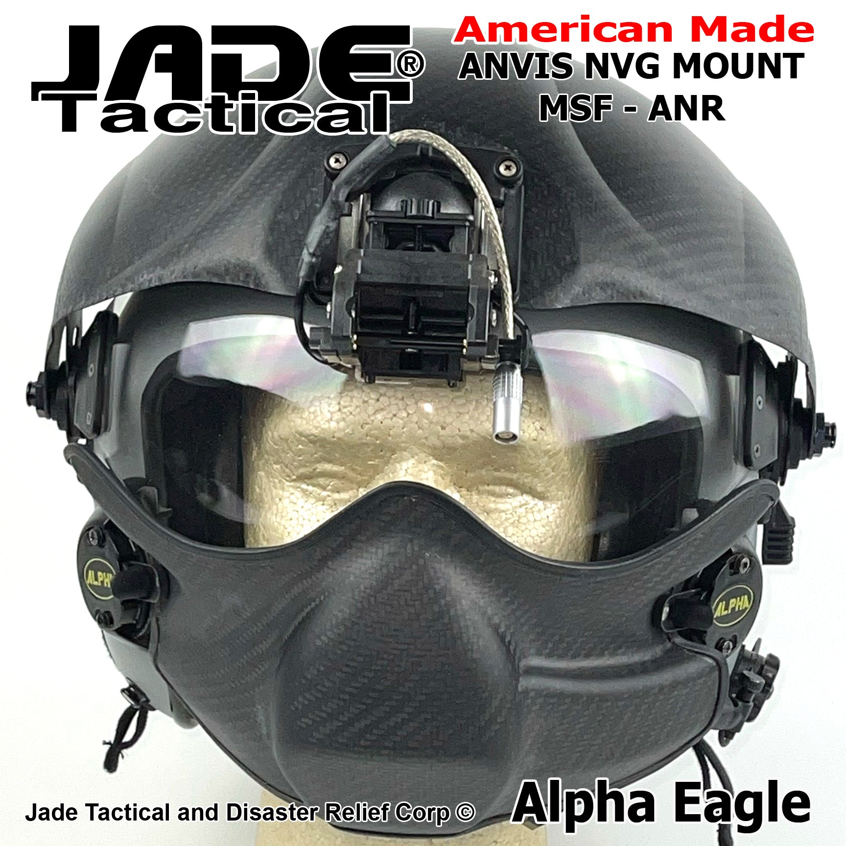 Alpha Eagle Military Helicopter Flight Helmet with 9V ANR | Jade
