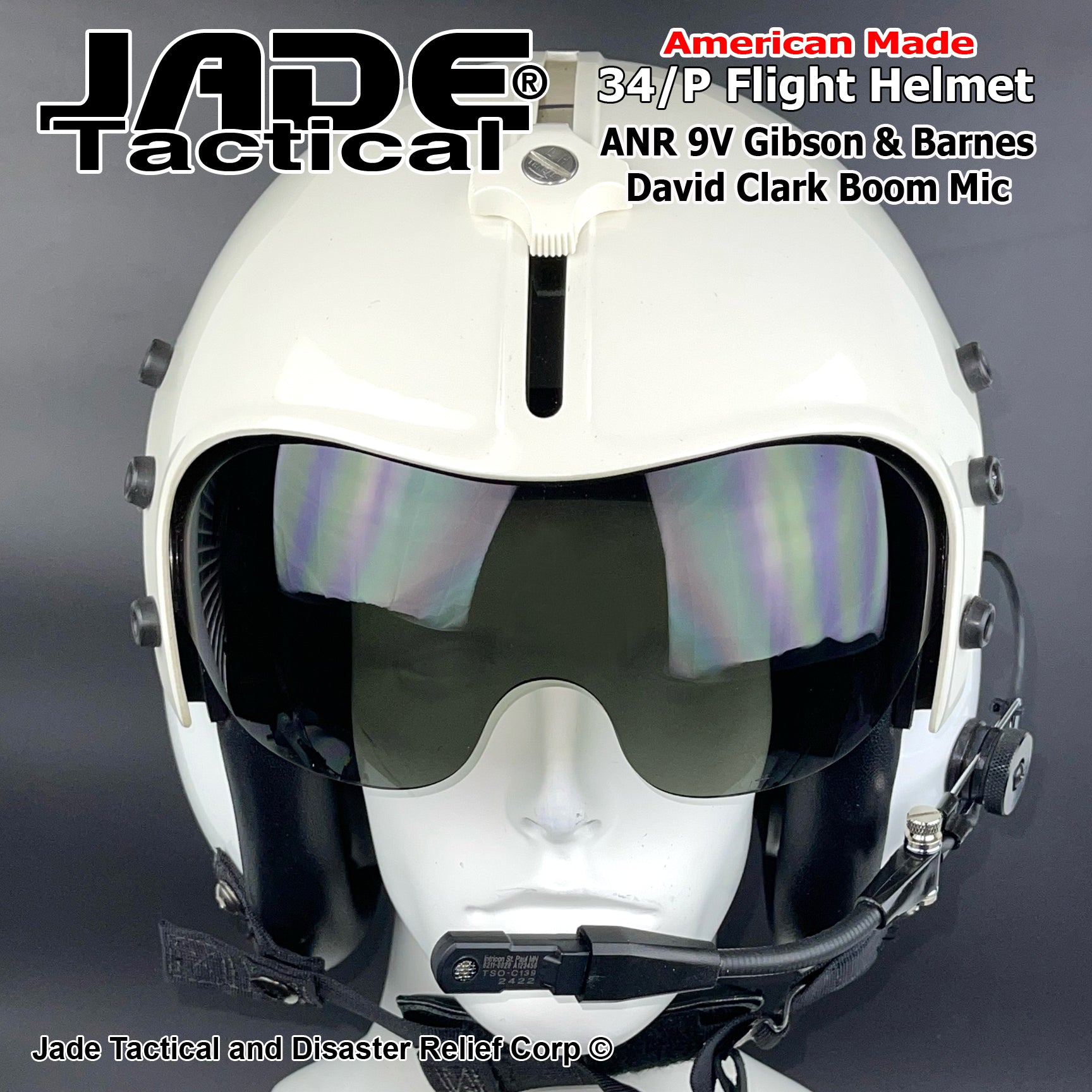 GENTEX HGU 34/P White ANR 14V Jet Pilot Flight Helmet | Jade Tactical