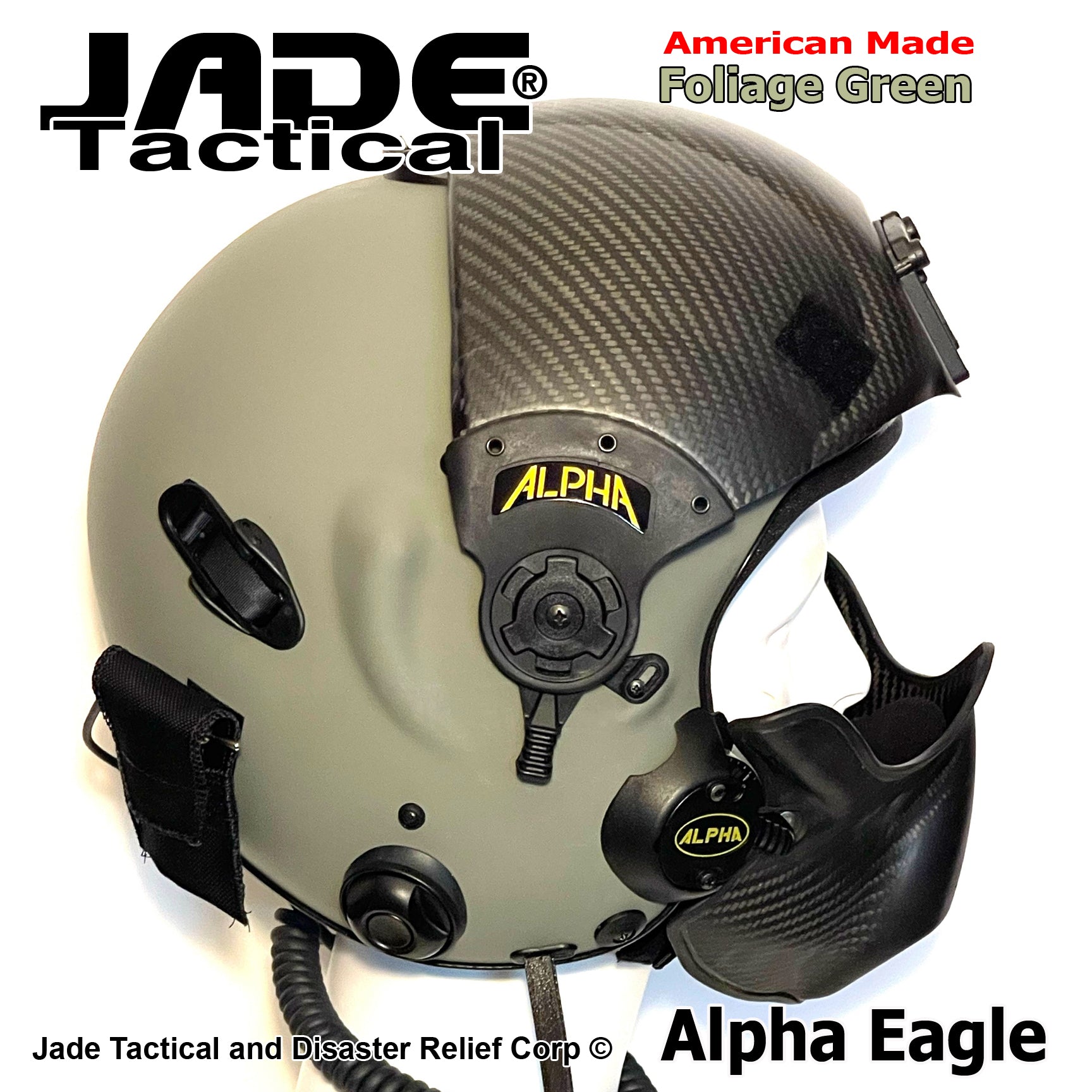 Alpha Eagle Foliage Green Helicopter Flight Helmet | Jade Tactical