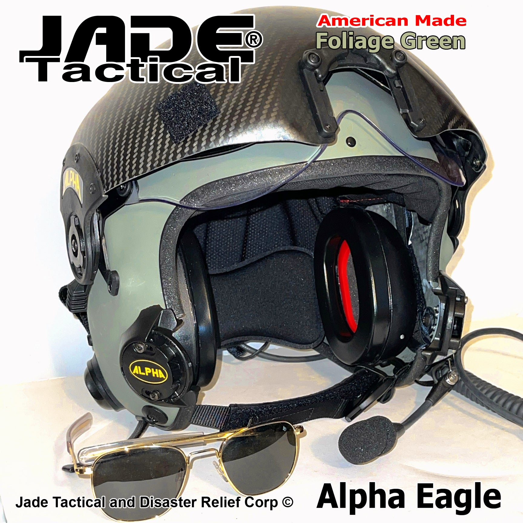 Alpha Eagle Foliage Green Helicopter Flight Helmet | Jade Tactical